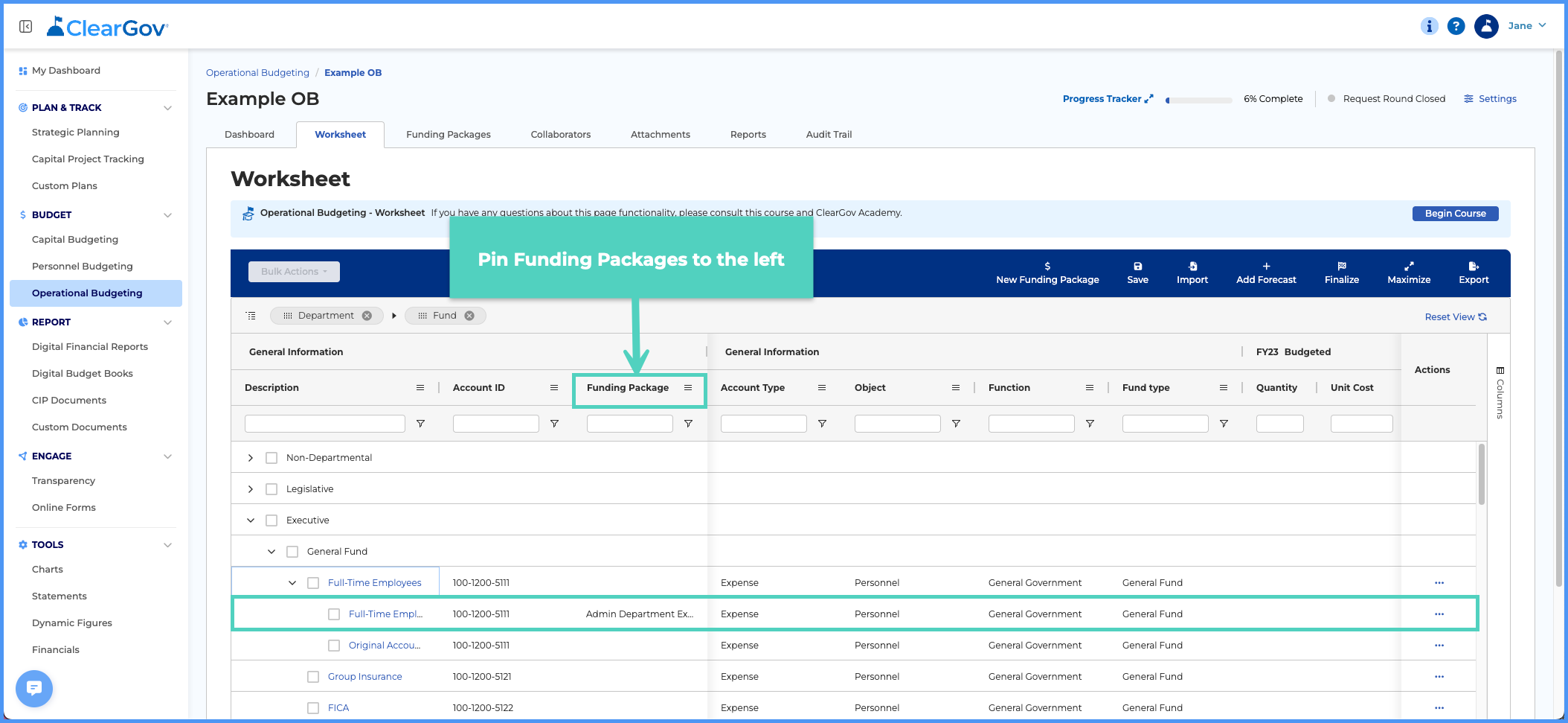 ARTICLE - pin funding packages to the left of the worksheet.png