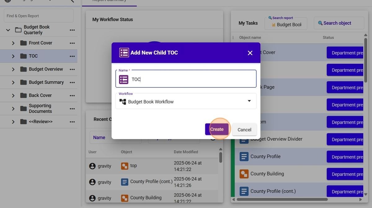 Gravity - Creating a Table of Contents – ClearGov Support Center